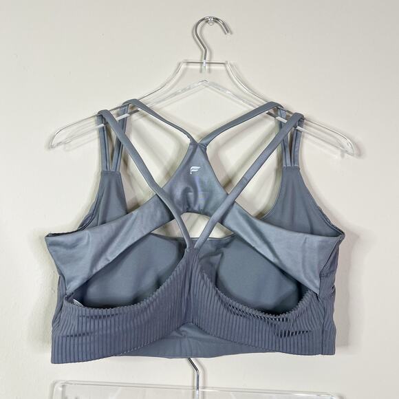 Fabletics | Matching Gunmetal Grey Metallic Silver Two Piece Bra Leggings Set - Picture 8 of 11